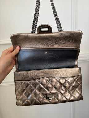 Chanel Pewter Crinkle Leather Reissue 2.55 Flap