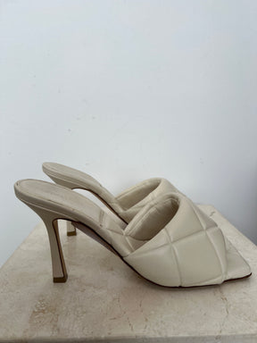 Bottega Veneta Cream Quilted Lido Mules, 38.5