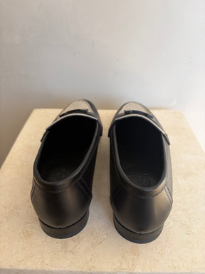 Hermès Calfskin And Canvas Paris Loafers Black Grey, 38