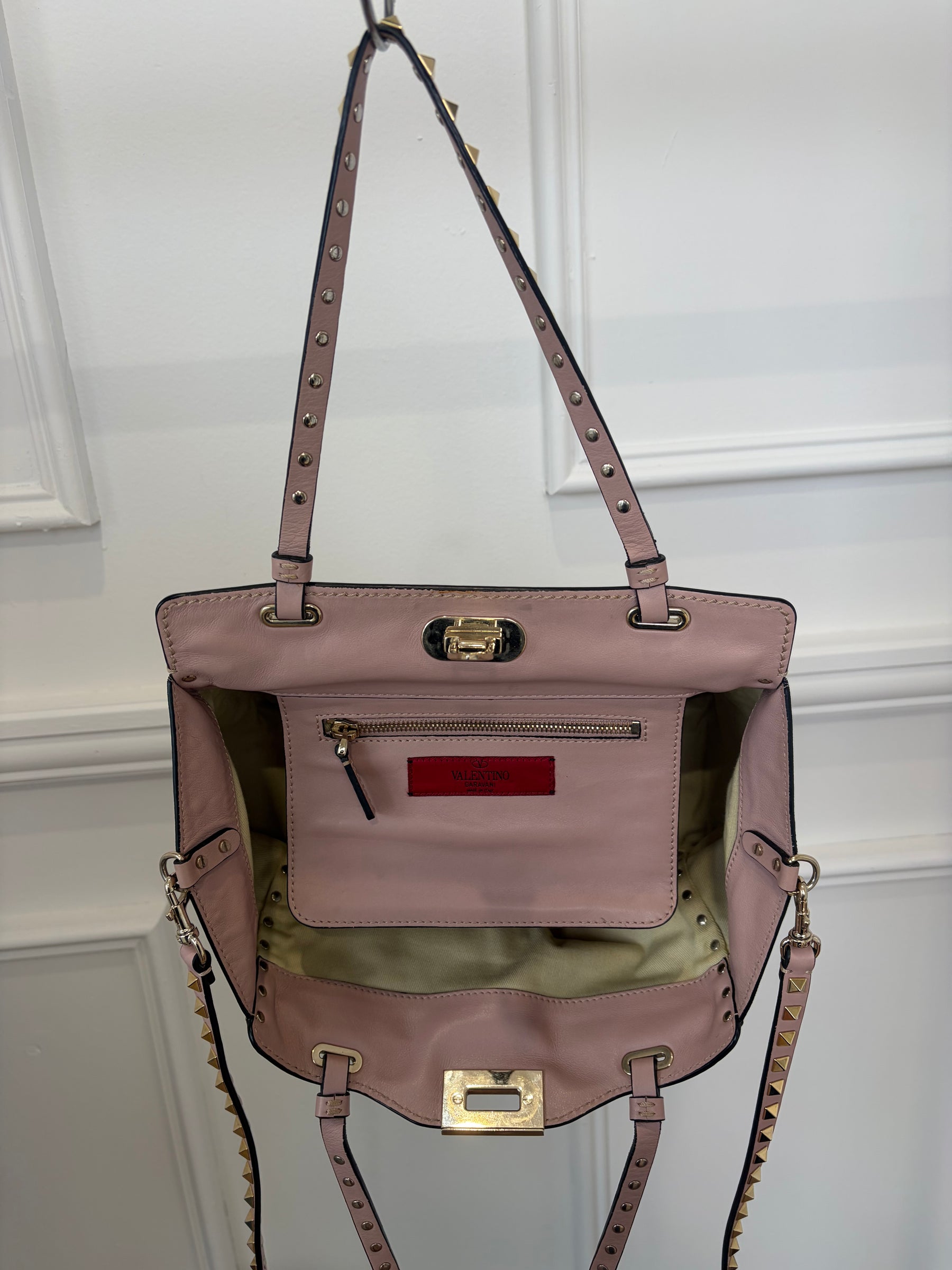 Valentino Garavani Blush Leather Rockstud Tote Bag