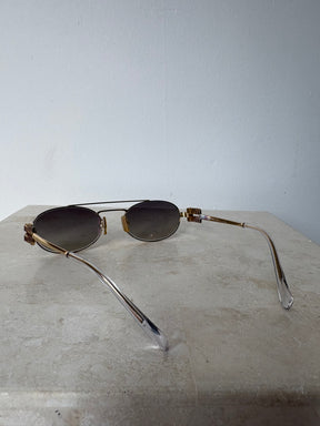 Miu Miu Gold Oval Logo Sunnies