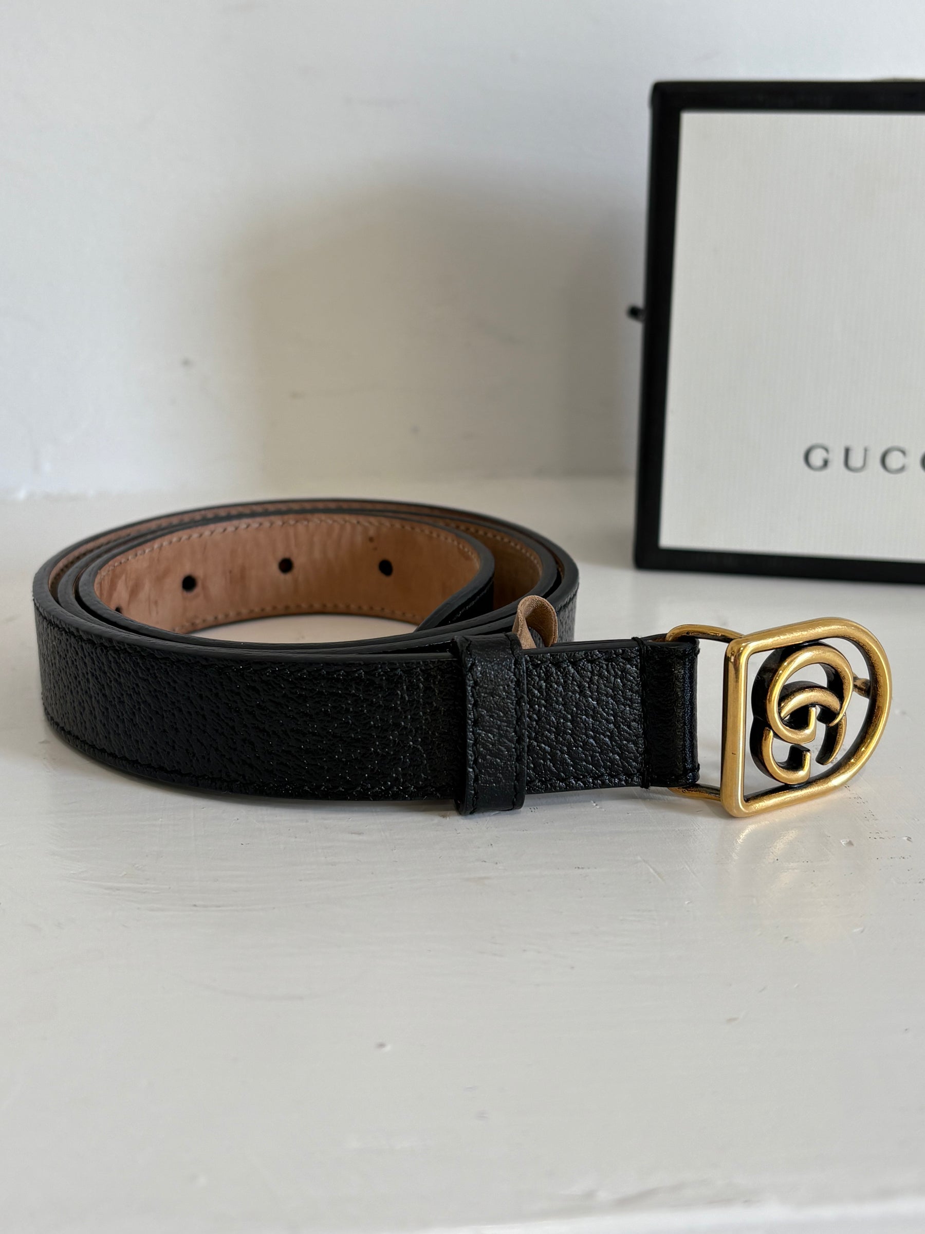 Gucci Leather GG Belt Black, 85/34