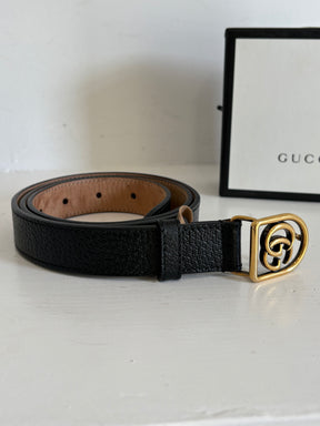 Gucci Leather GG Belt Black, 85/34