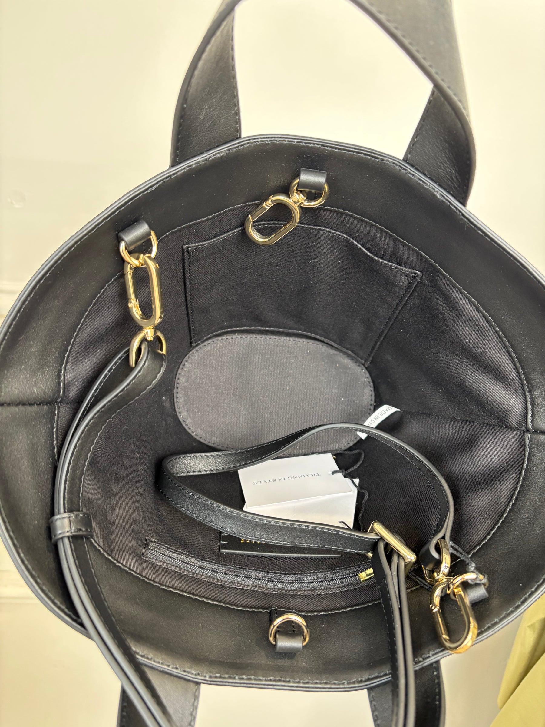 Scanlan Theodore Black Leather and Raffia Mini Trapeze Bag
