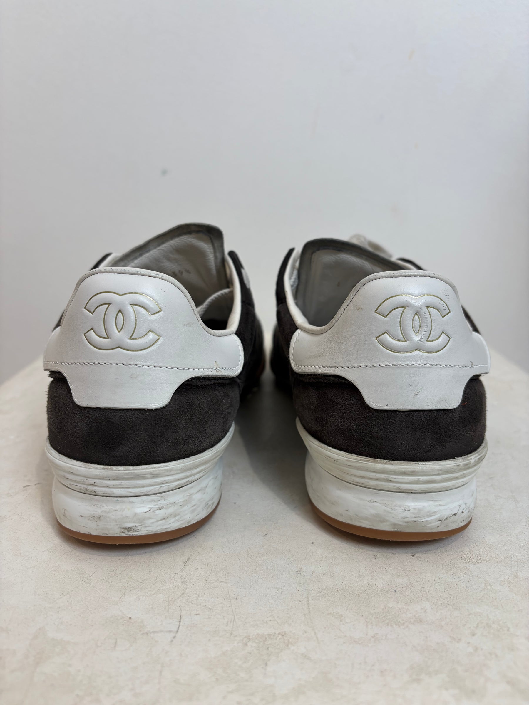 Chanel Quilted Suede Sneakers Dark Grey, 39.5