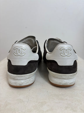 Chanel Quilted Suede Sneakers Dark Grey, 39.5