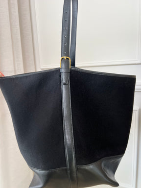 Totême Felt And Leather Belted Tote Black