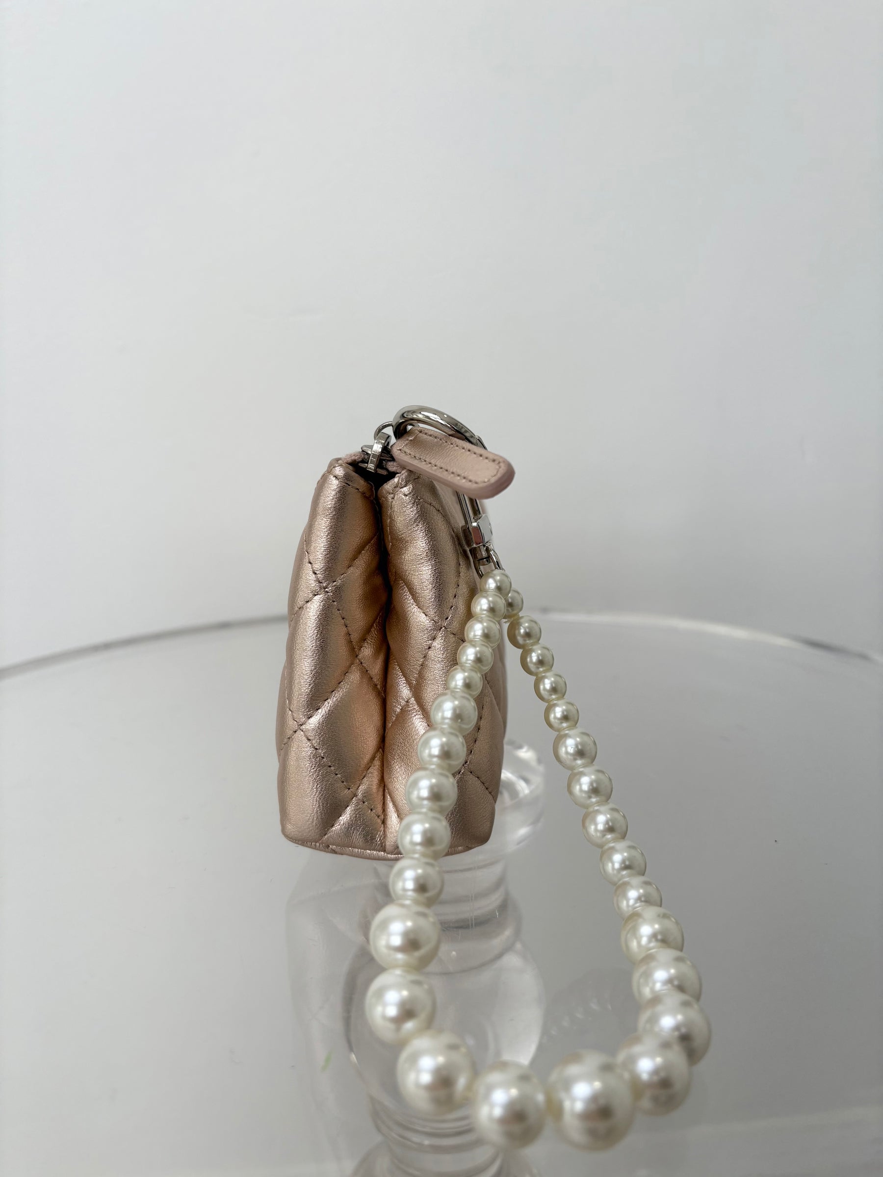 Chanel Rose Gold Leather Cosmetic Pouch