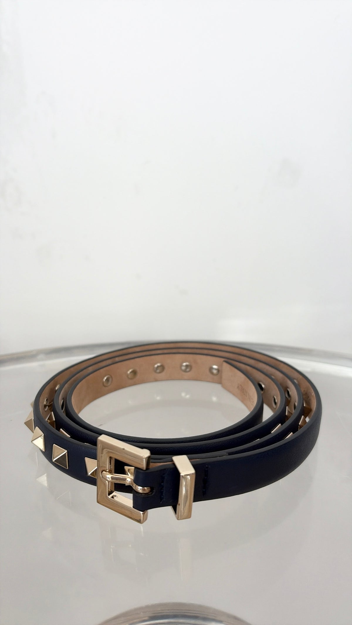 Valentino Rockstud Thin Navy Belt, 95/38