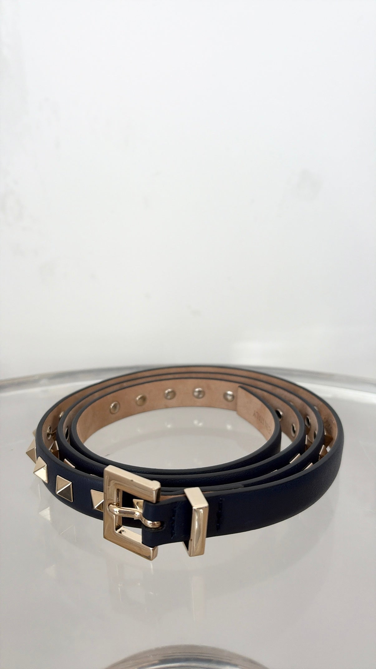 Valentino Rockstud Thin Navy Belt, 95/38