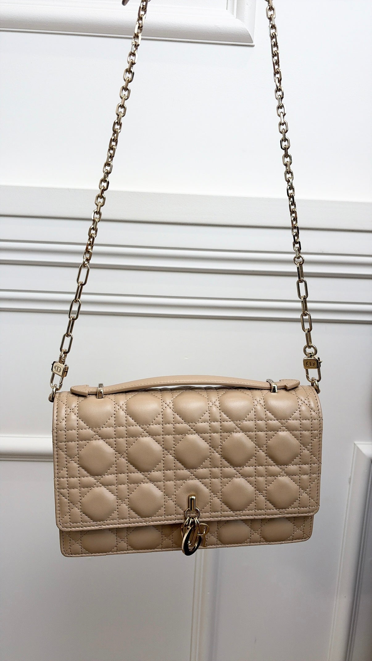 Dior My Dior Top Handle Chain Bag Beige