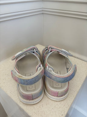 Chanel Pastel Canvas Logo Dad Sandals, 38