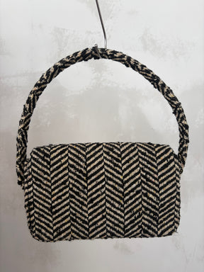 Anine Bing Brown and Beige Herringbone Tweed Shoulder Bag