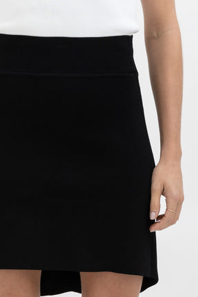 Crepe Knit Asymmetrical Mini Skirt