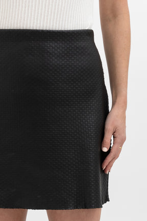 Raw Hem Leather Skirt