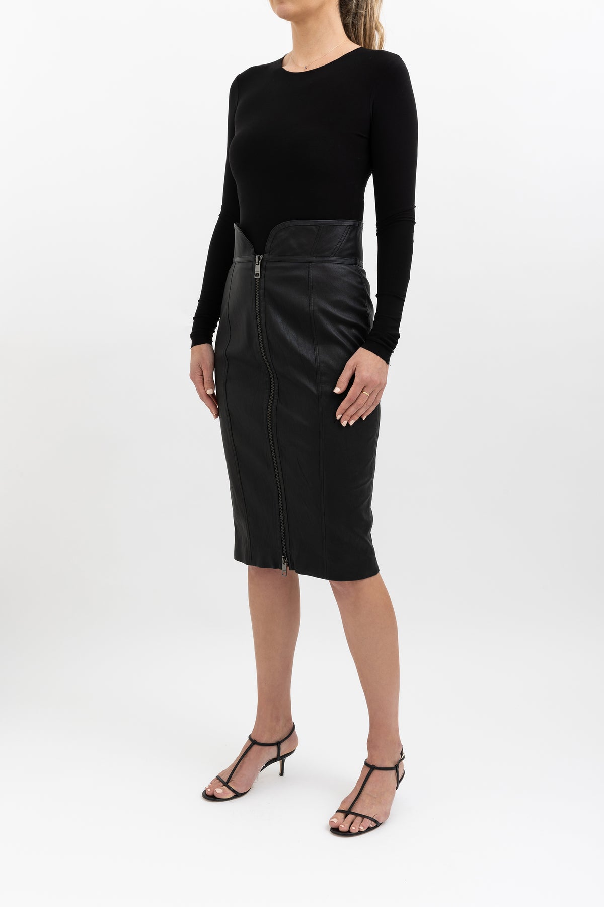 High-Waisted Leather Skirt