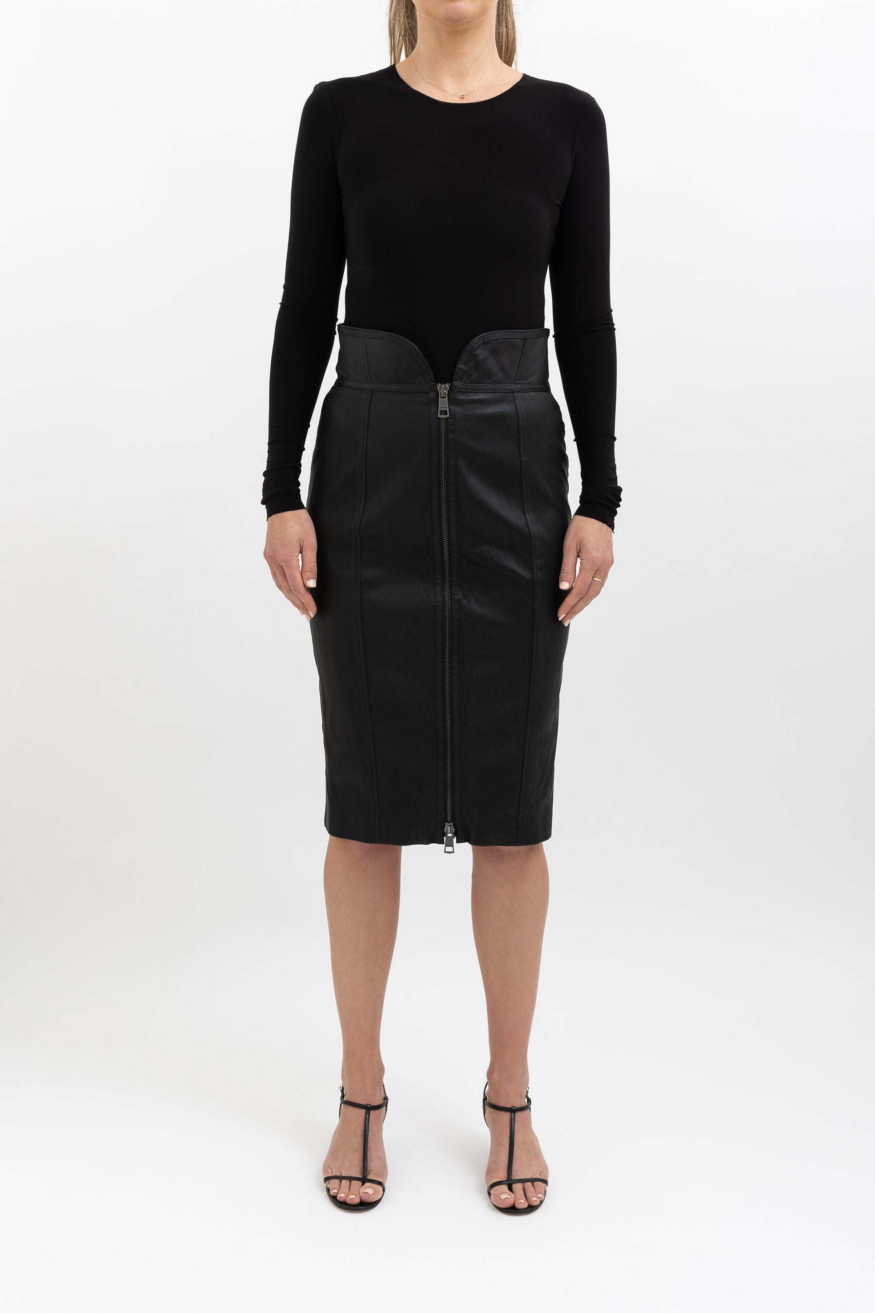 High-Waisted Leather Skirt