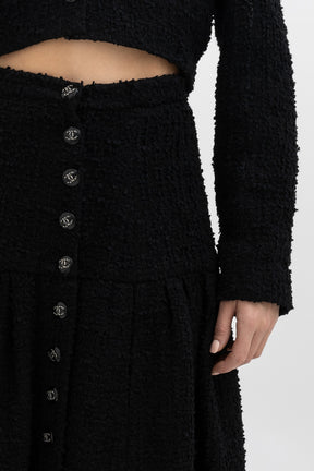 Tweed Cardigan Top and Maxi Skirt Set