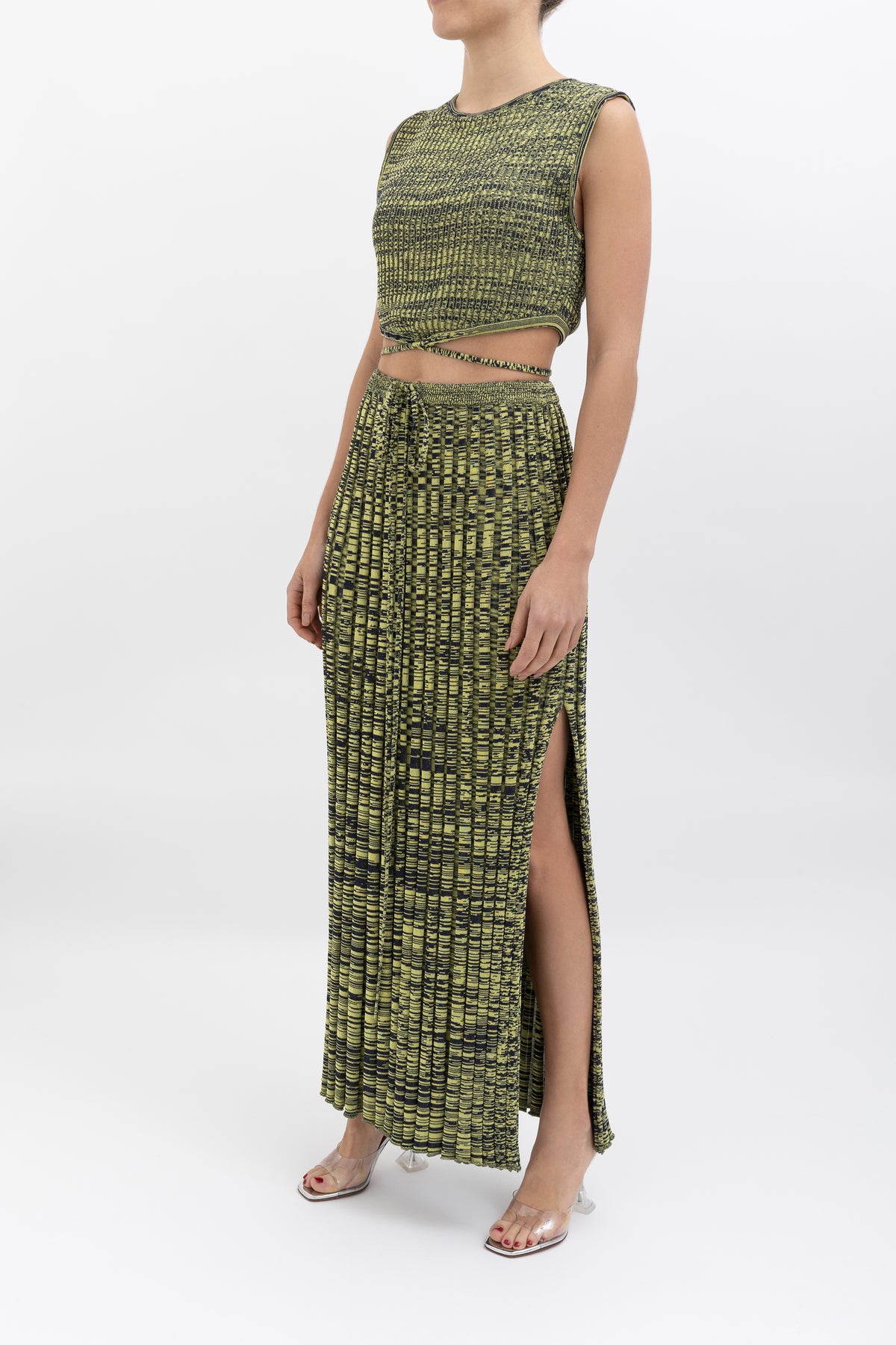 Space Dye Wrap Top and Skirt Set