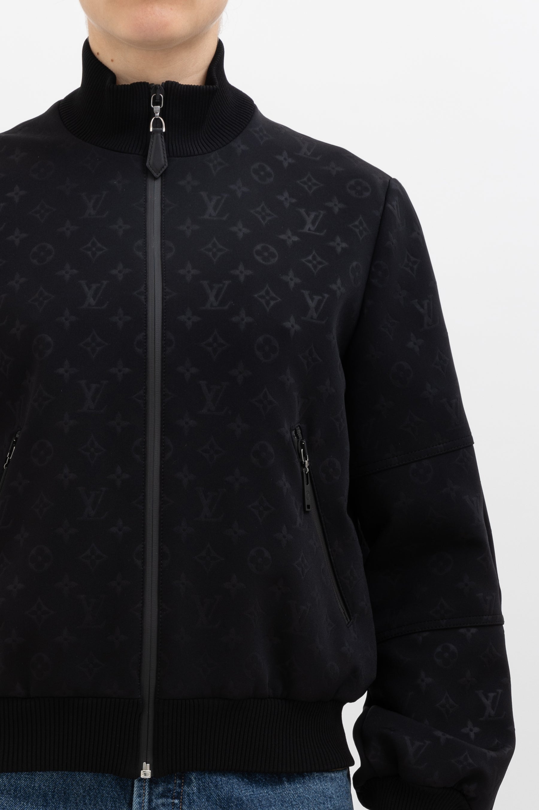 Embossed Monogram Zip Jacket