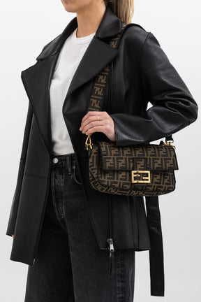 Jacquard FF Fabric Baguette Bag