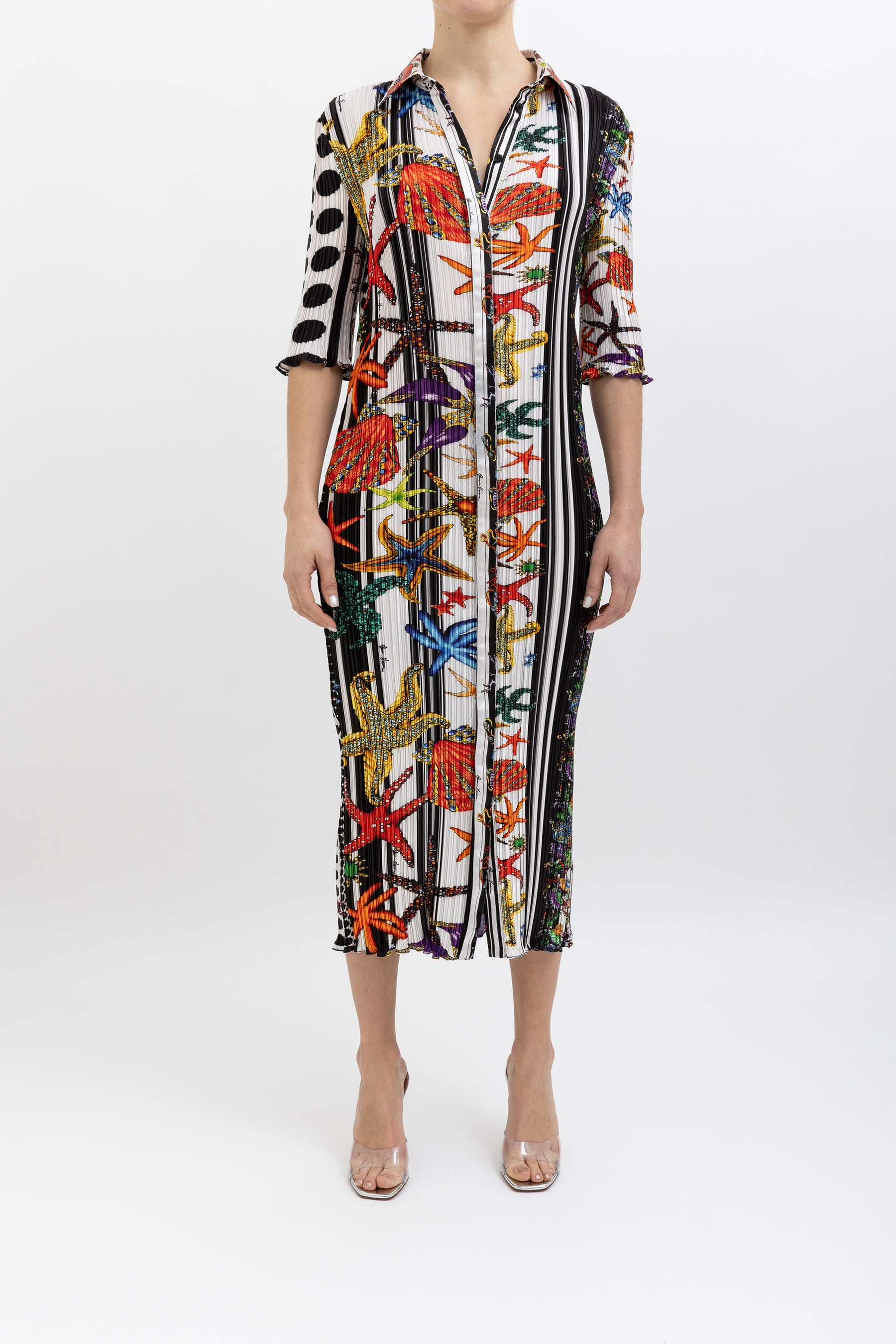 Trésor Plissé Midi Dress