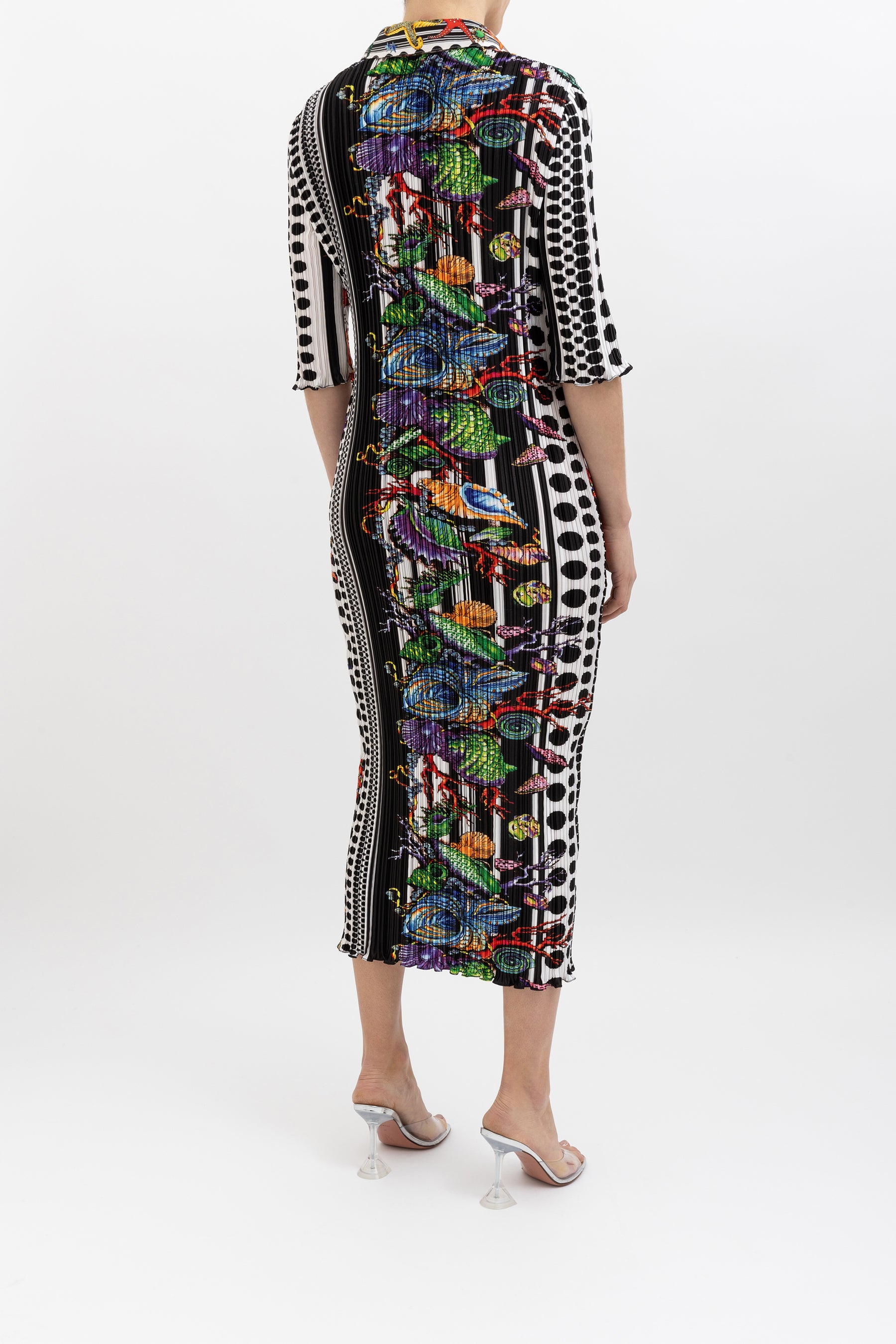 Trésor Plissé Midi Dress