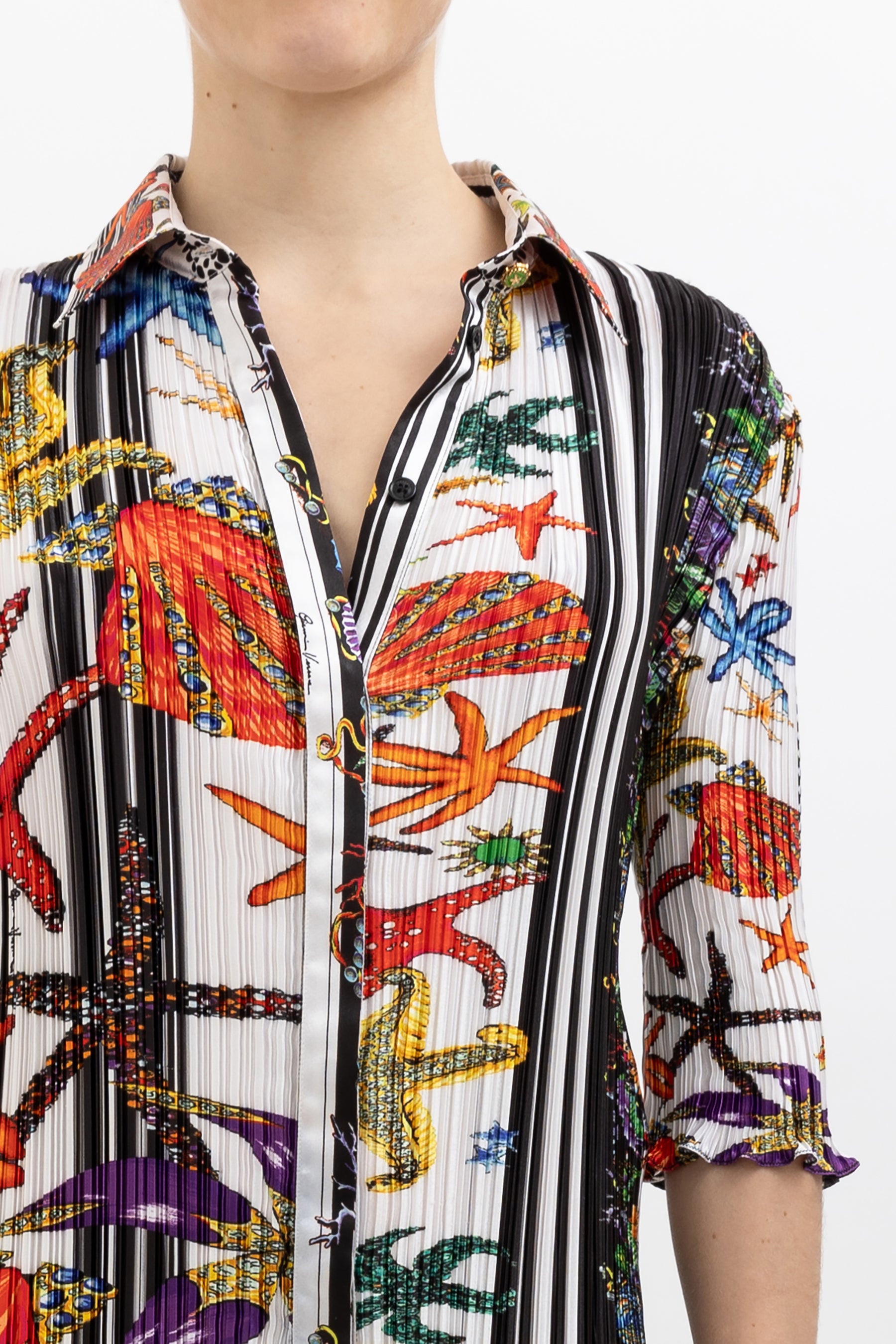 Trésor Plissé Midi Dress