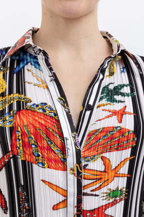 Trésor Plissé Midi Dress