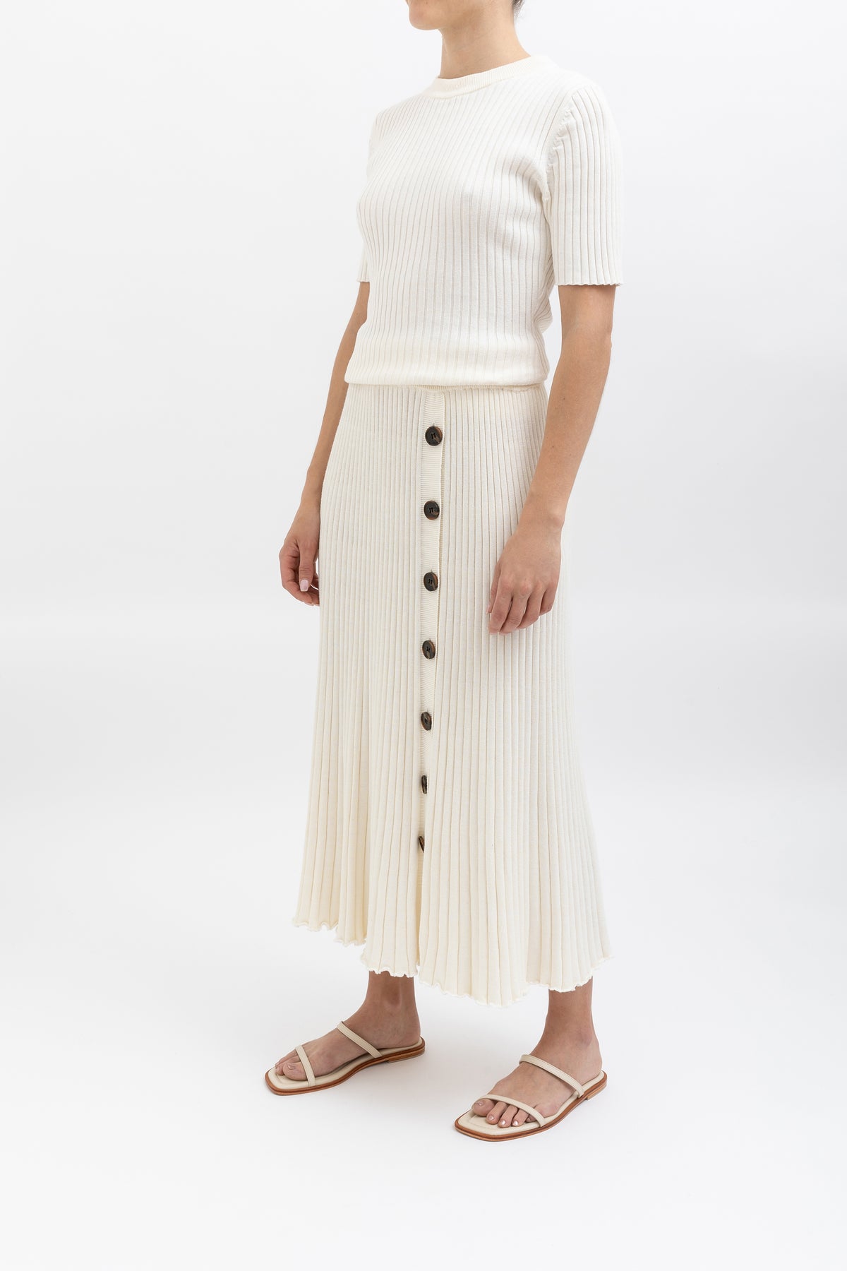 Ribbed Knit Top and Skirt Set