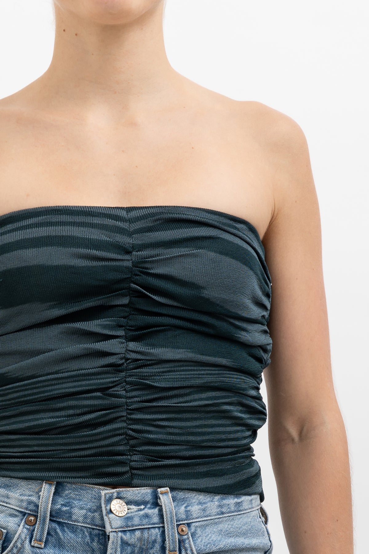 Ruched Strapless Crop Top