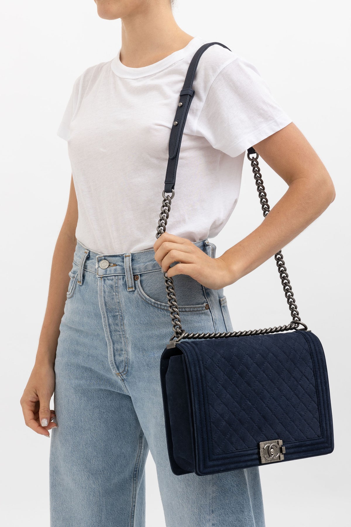 Suede Caviar Large Boy Bag