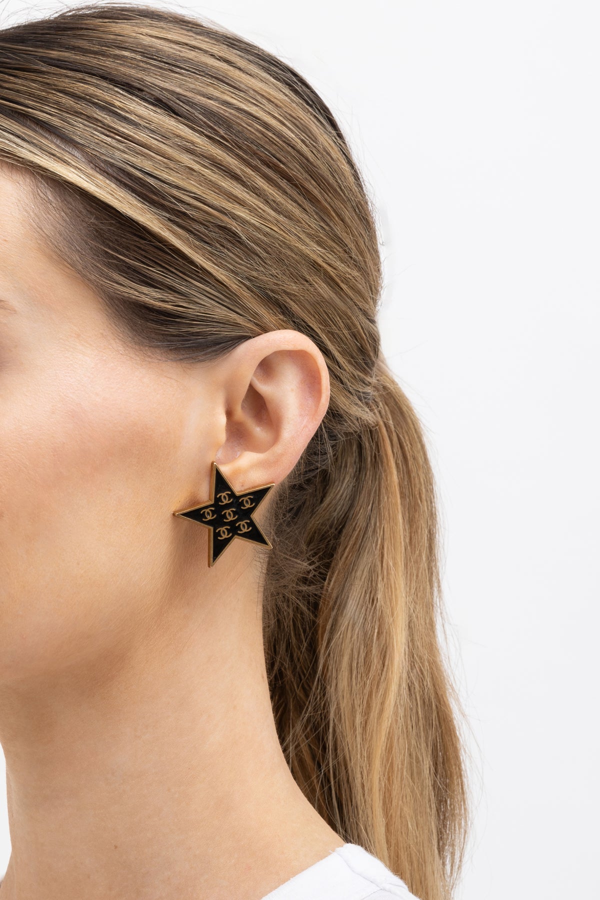 CC Star Clip On Earrings