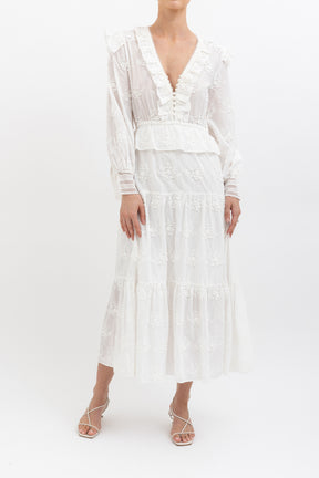 Roxana Long Sleeve Embroidered Dress