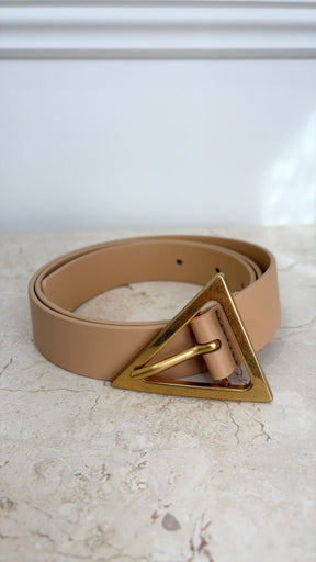 Bottega Veneta Sand Leather Triangle Belt, 75