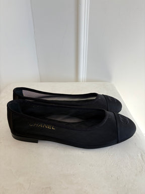 Chanel Black Mesh Ballet Flats, 39.5