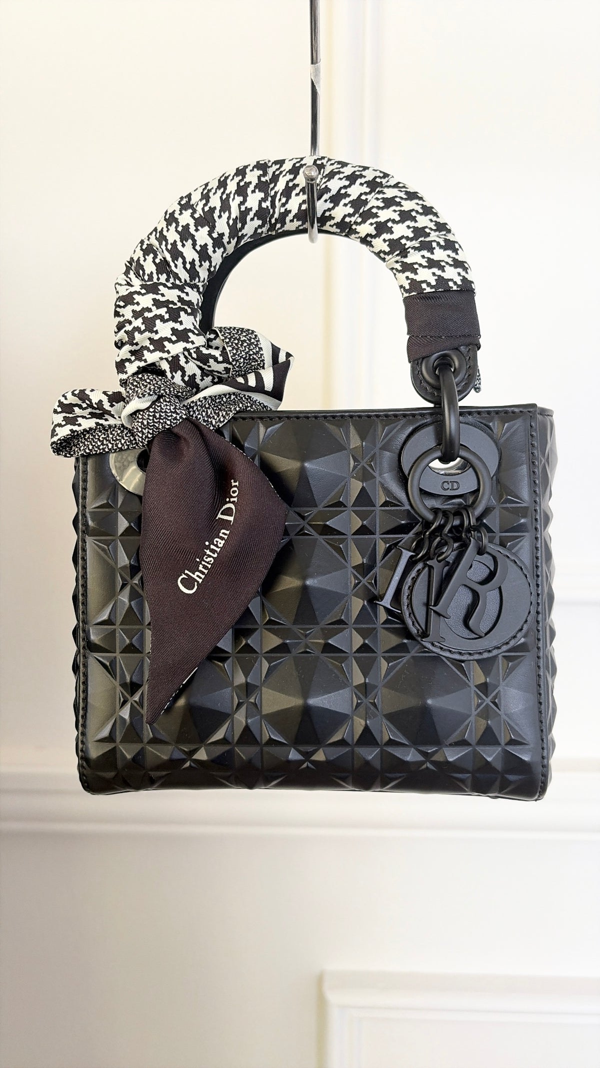 Dior Black Diamond Cannage Leather Mini Lady Dior