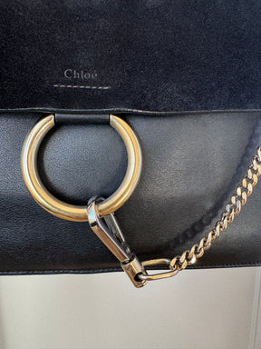 Chloe Faye Bag In Black Suede