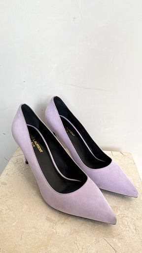 Saint Laurent Lilac Suede Pointed Pump, 40