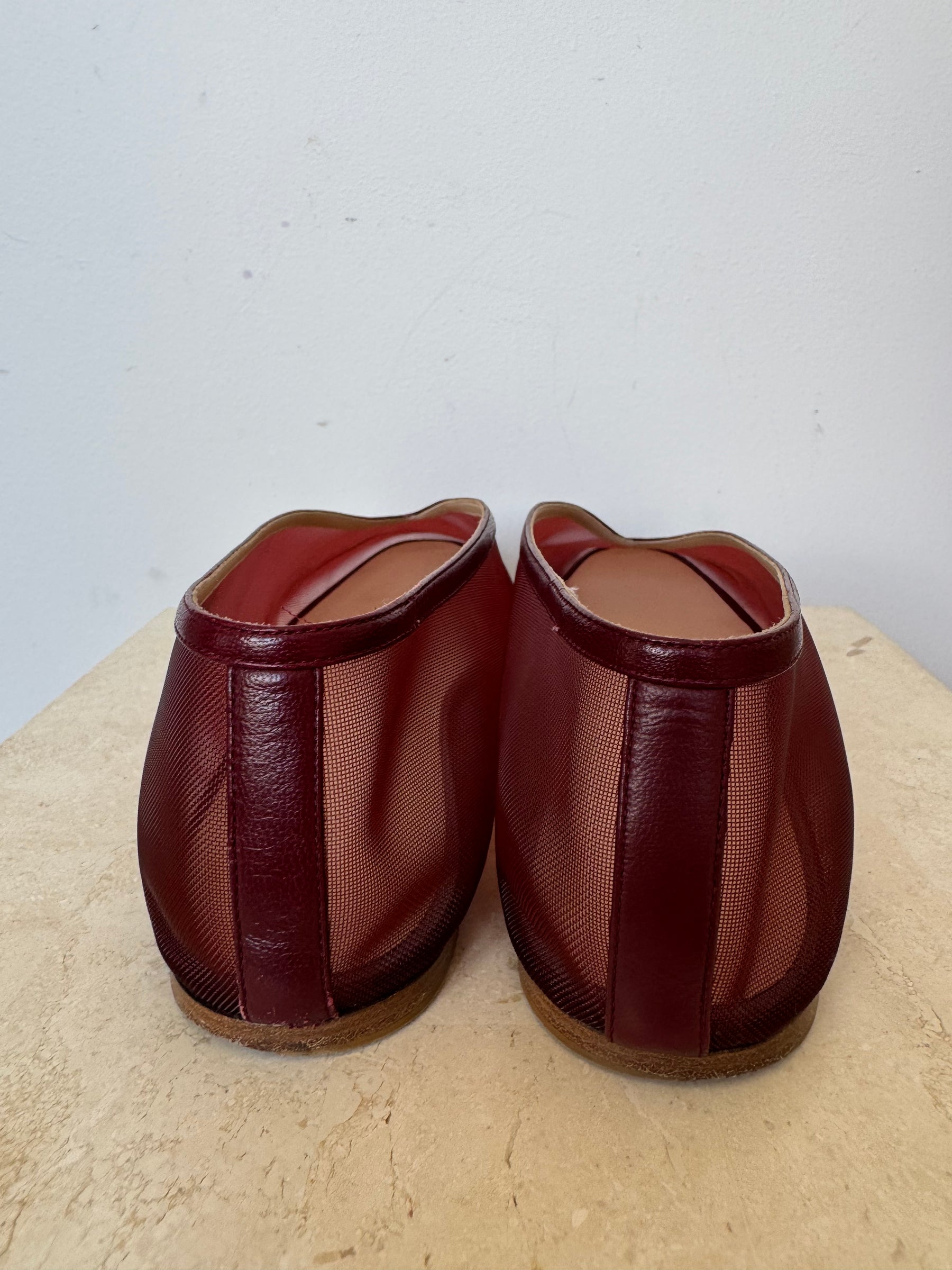 Le Monde Beryl Mesh Ballet Flats in Burgundy, 41.5