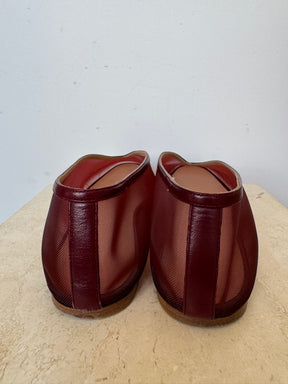 Le Monde Beryl Mesh Ballet Flats in Burgundy, 41.5