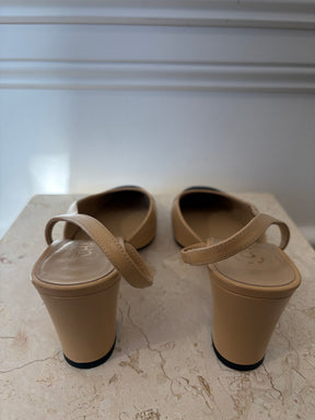 Chanel Black And Beige Sling Back Pumps, 37 C
