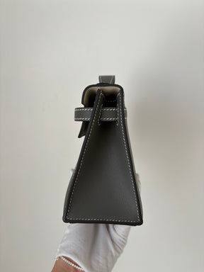 Hermès Kelly Pochette in Gris Meyer Swift Leather with Craie Interior