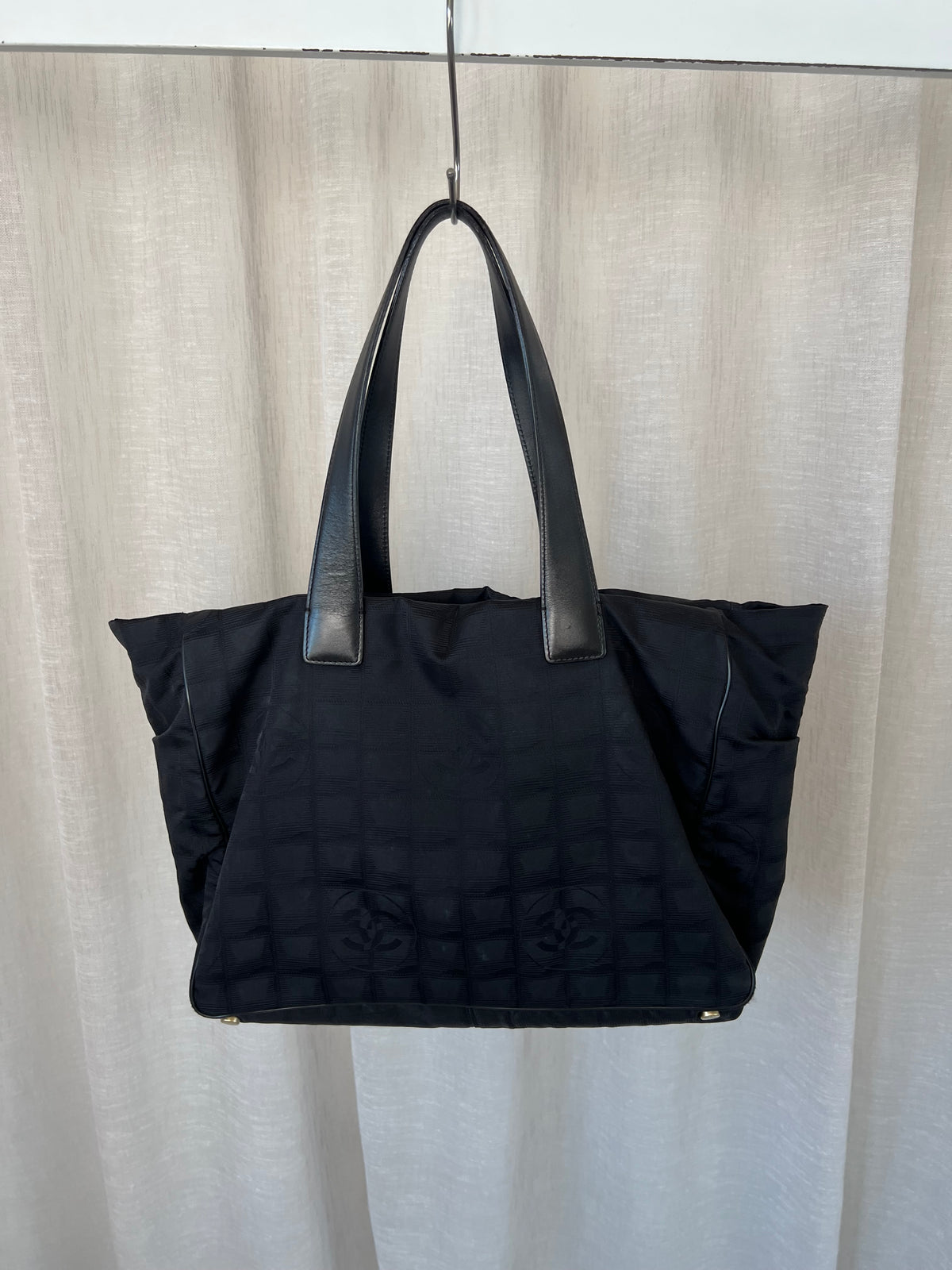 Chanel Black Nylon Logo 'Travel Line' Tote