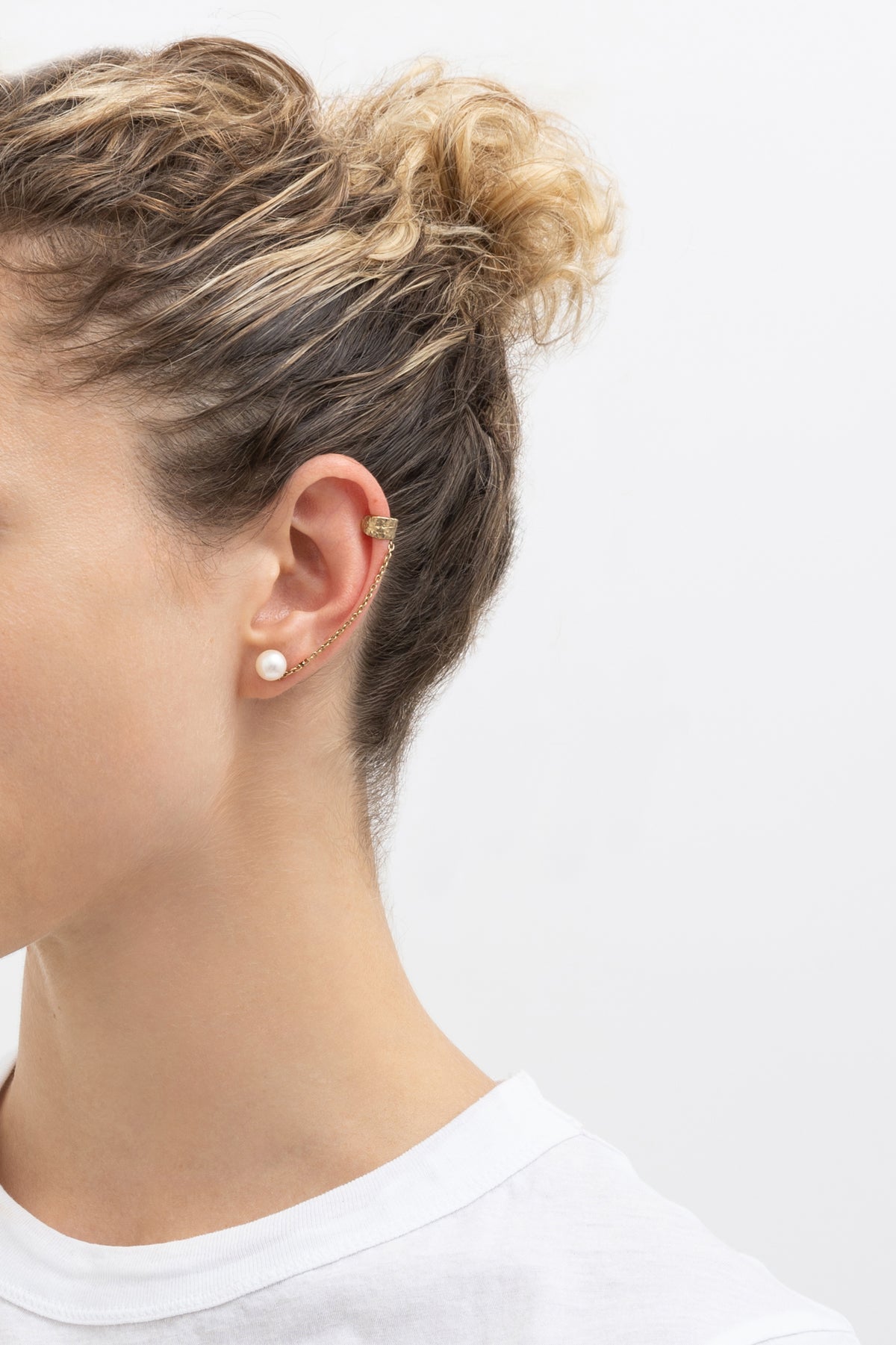 Pearl & Chain Ear Cuff Earring