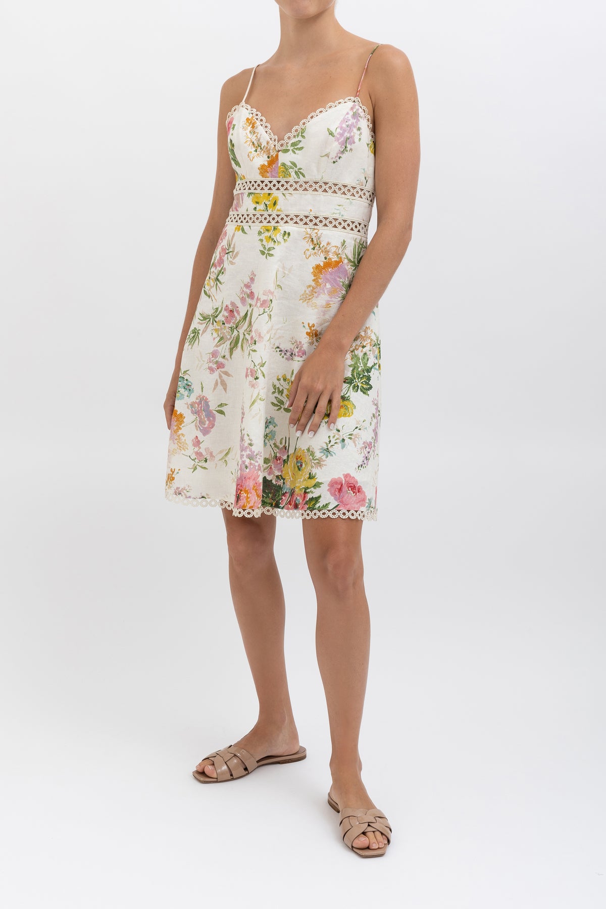 Heather Lace-Trimmed Linen Mini Dress