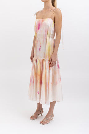 Prima Abstract Print Silk Dress