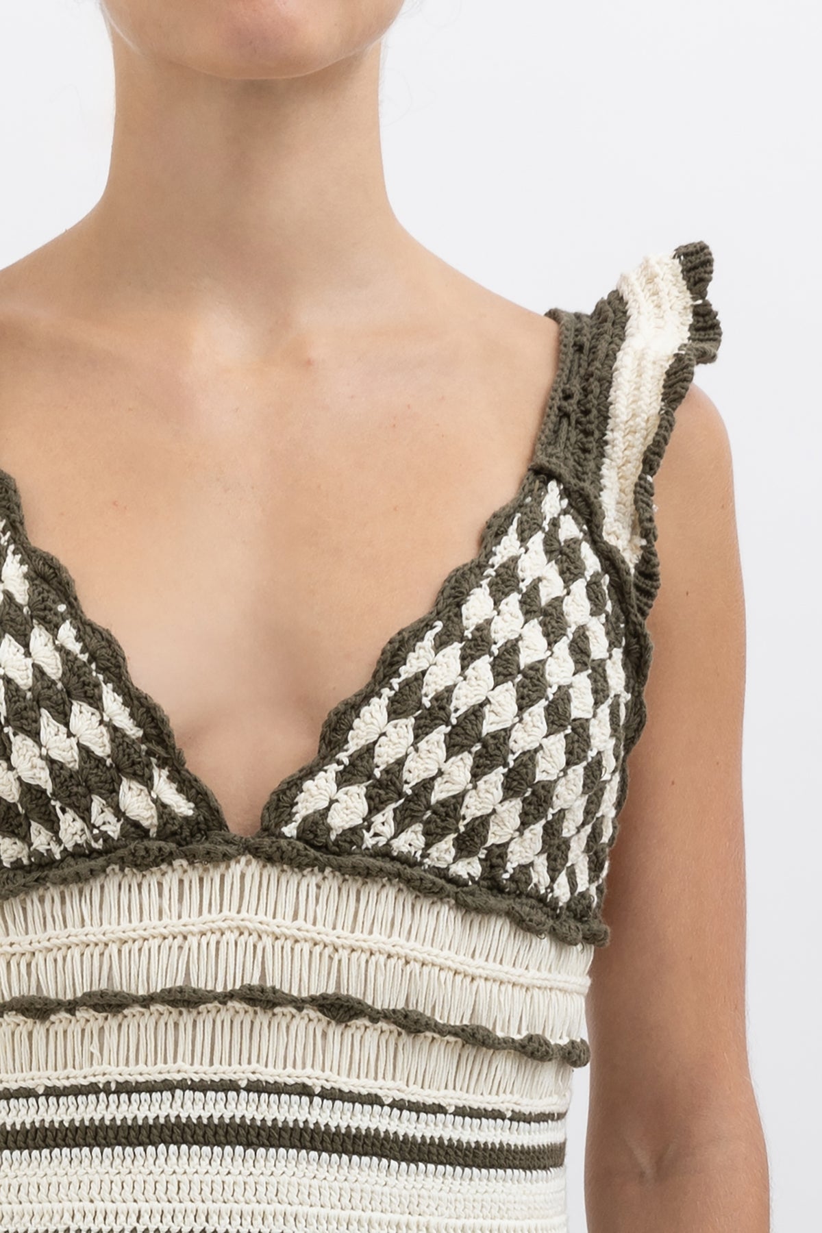 Devi Ruffled Crochet Midi Dress