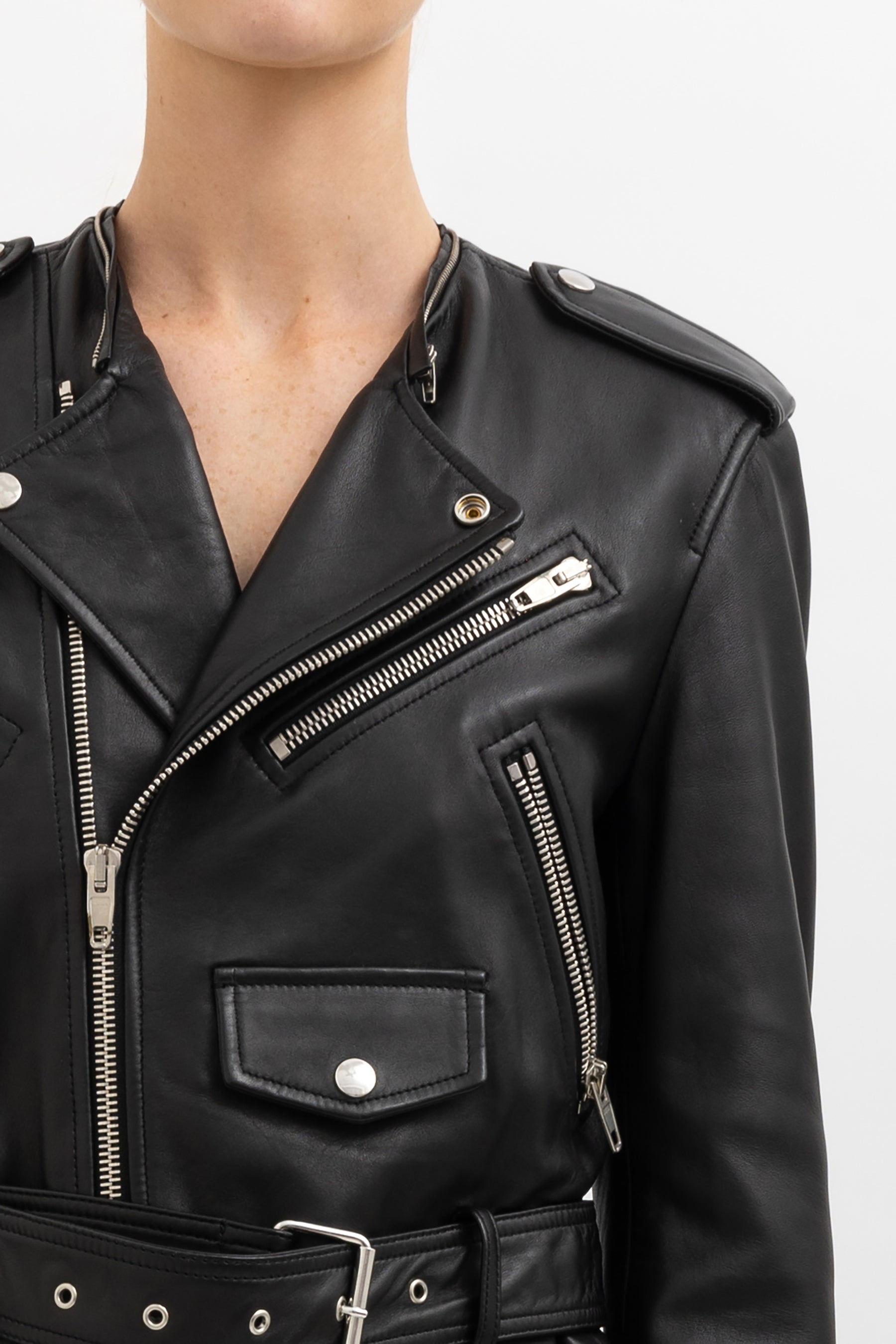 Scarf Leather Jacket