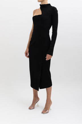 Asymmetric Knit Midi Dress